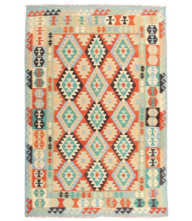 295x201 cm Handmade Afghan Traditioneel Kilim Area Rug Wool Carpet
