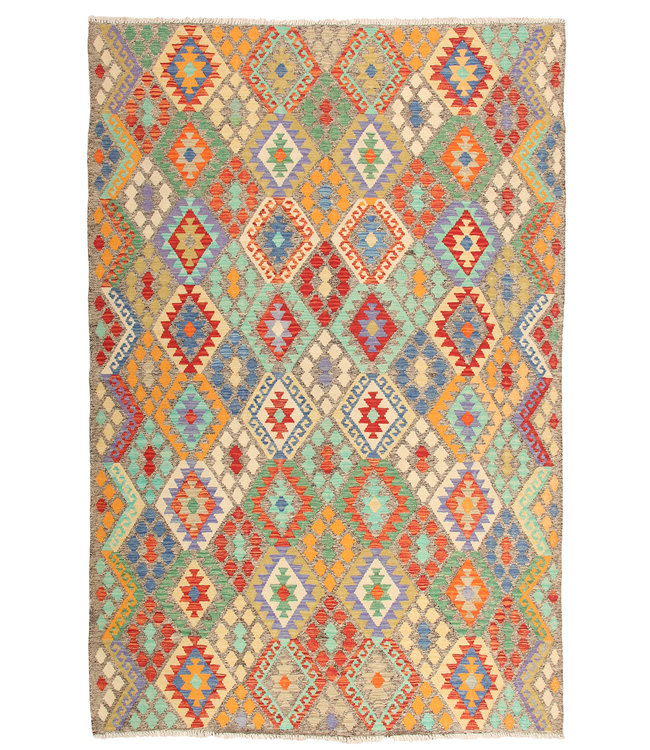 294x198 cm Handmade Afghan Traditioneel Kilim Area Rug Wool Carpet