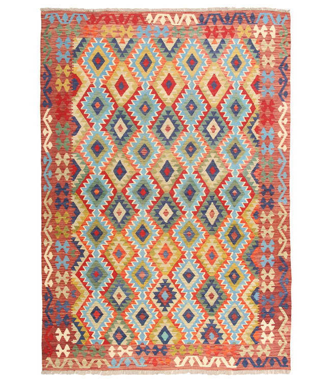 288x200 cm Handgeweven Traditioneel Kelim Tapijt Wol