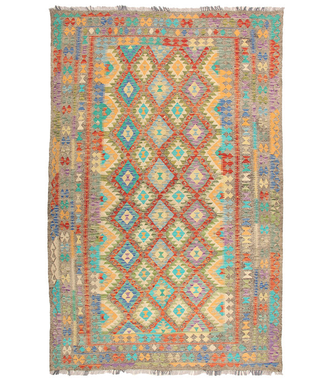 307x201 cm Handmade Afghan Traditioneel Kilim Area Rug Wool Carpet
