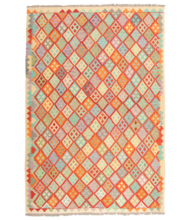 296x200 cm Handmade Afghan Traditioneel Kilim Area Rug Wool Carpet