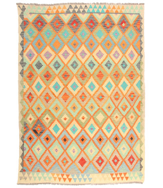 286x201cm Handgemacht Traditioneel Wolle Kelim Teppich