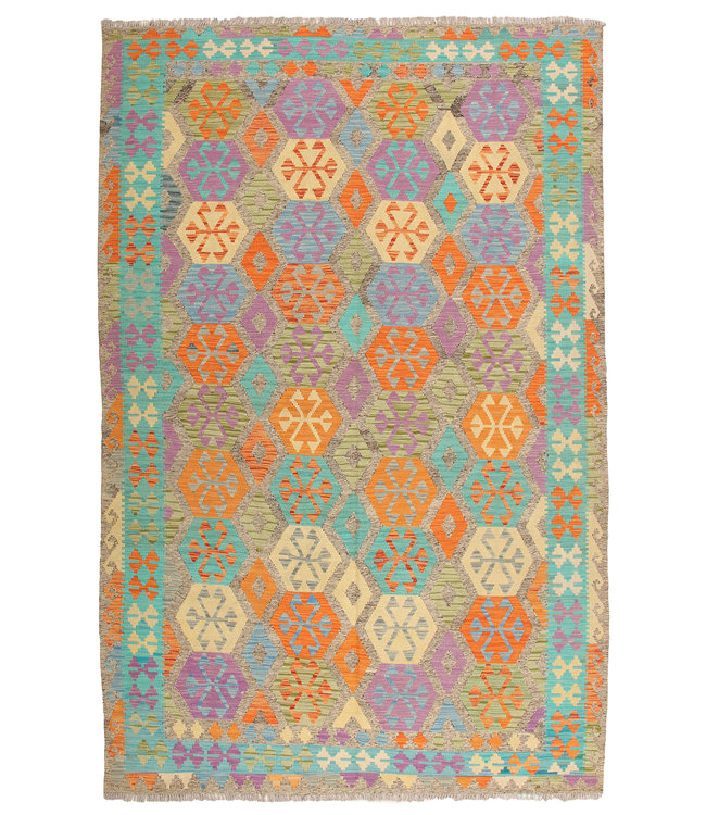 302x201 cm Handmade Afghan Traditioneel Kilim Area Rug Wool Carpet
