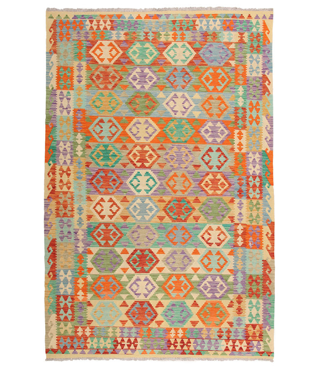 300x200 cm Handmade Afghan Traditioneel Kilim Area Rug Wool Carpet
