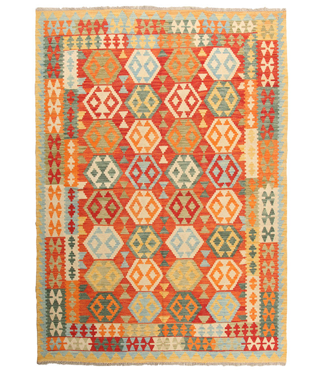 293x209cm Handmade Afghan Traditioneel Kilim Area Rug Wool Carpet