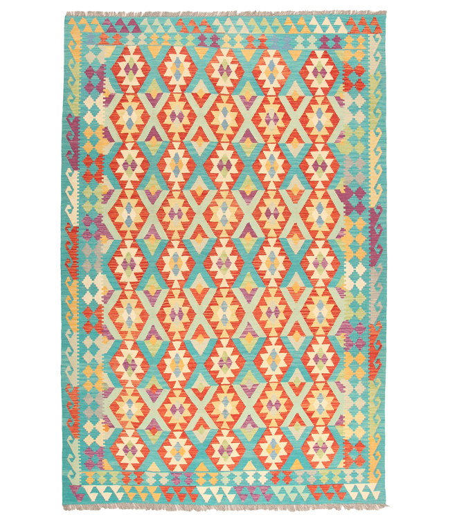 293x209 cm Handgeweven Traditioneel Kelim Tapijt Wol