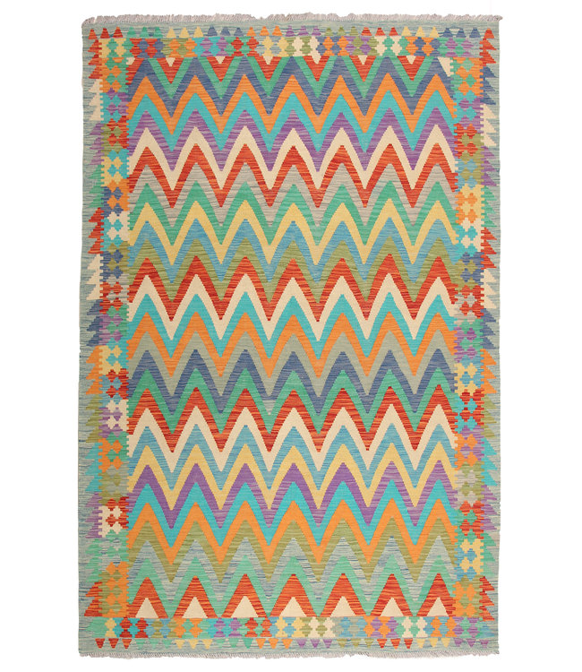 296x199cm Handmade Afghan Traditioneel Kilim Area Rug Wool Carpet