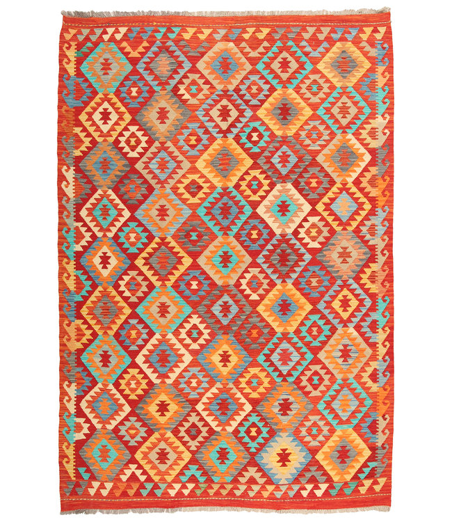 292x198cm Handmade Afghan Traditioneel Kilim Area Rug Wool Carpet