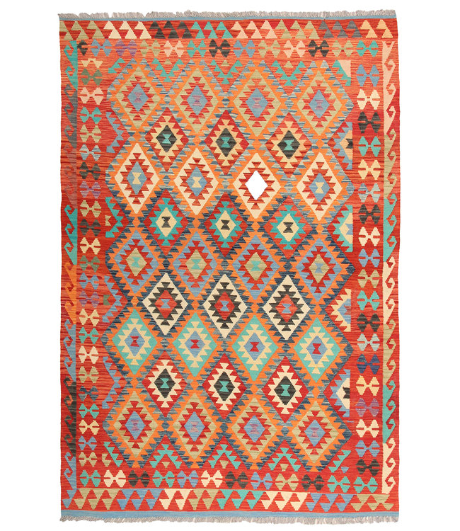 294x199cm Handmade Afghan Traditioneel Kilim Area Rug Wool Carpet