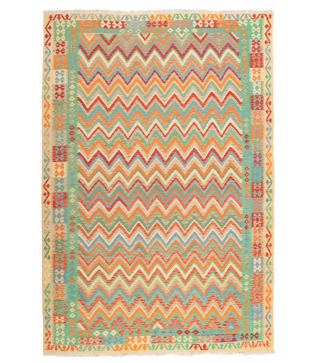 290x200cm Handmade Afghan Traditioneel Kilim Area Rug Wool Carpet