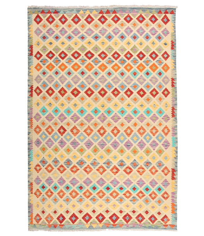 296x201cm Handmade Afghan Traditioneel Kilim Area Rug Wool Carpet