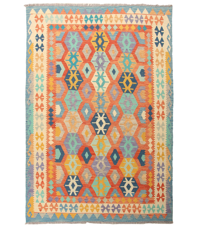 291x201cm Handmade Afghan Traditioneel Kilim Area Rug Wool Carpet