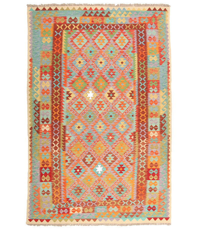 302x204cm Handmade Afghan Traditioneel Kilim Area Rug Wool Carpet