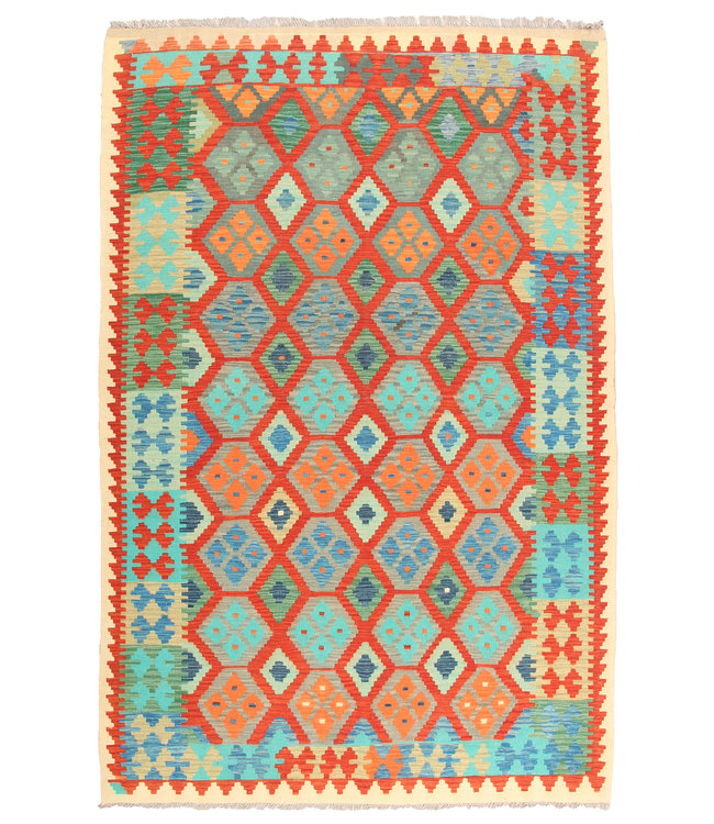 293x196cm Handmade Afghan Traditioneel Kilim Area Rug Wool Carpet