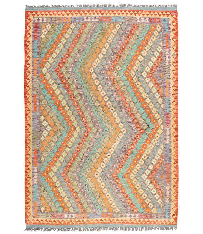 295x205cm Handmade Afghan Traditioneel Kilim Area Rug Wool Carpet