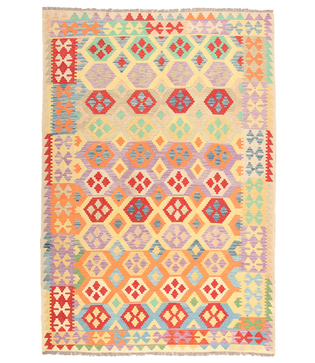 299x206cm Handmade Afghan Traditioneel Kilim Area Rug Wool Carpet