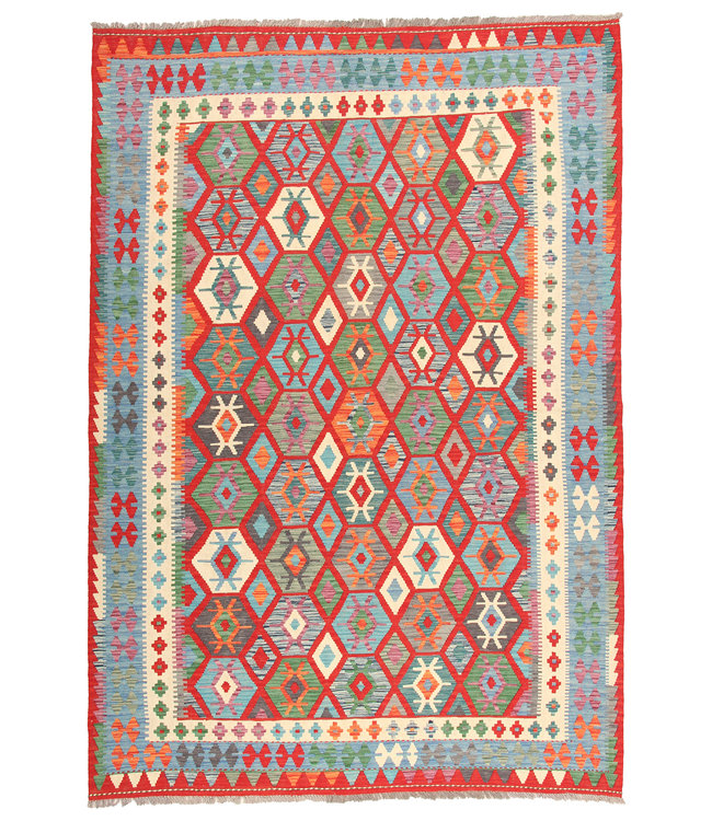 293x204cm Handmade Afghan Traditioneel Kilim Area Rug Wool Carpet