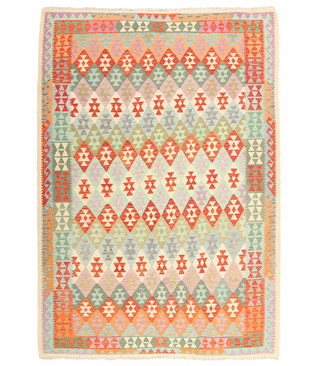 300x210cm Handmade Afghan Traditioneel Kilim Area Rug Wool Carpet