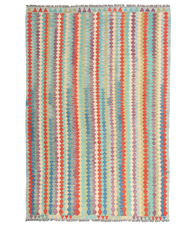 299x203 cm Handgeweven Traditioneel Kelim Tapijt Wol