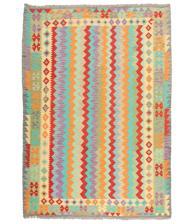 280x197cm Handmade Afghan Traditioneel Kilim Area Rug Wool Carpet