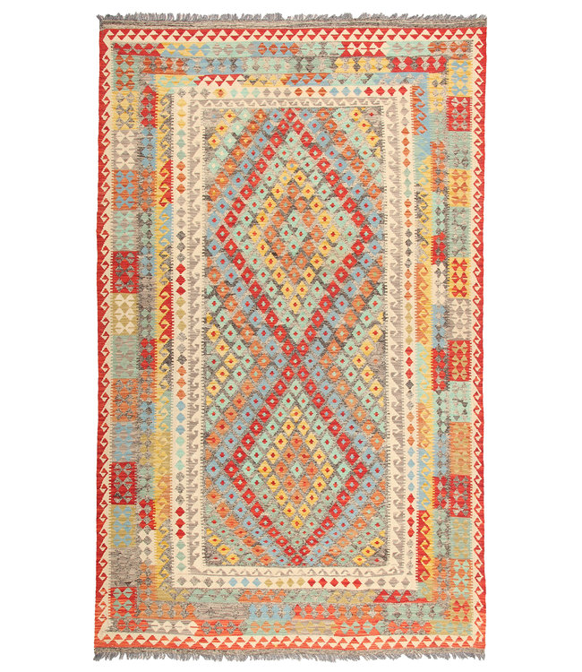 308x190cm Handmade Afghan Traditioneel Kilim Area Rug Wool Carpet