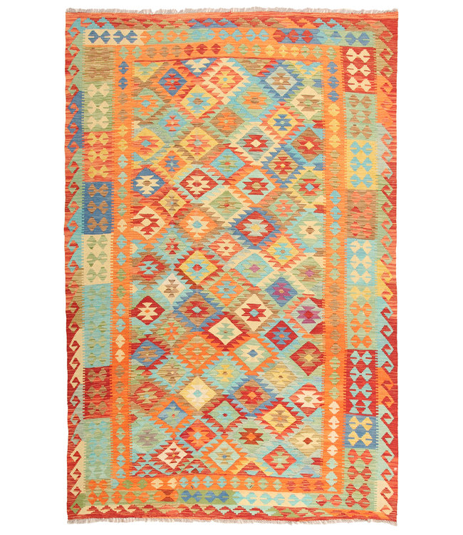 293x196cm Handmade Afghan Traditioneel Kilim Area Rug Wool Carpet