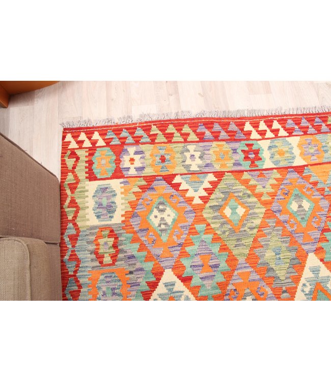 305x203cm Handmade Afghan traditioneel Kilim Area Rug Wool Carpet