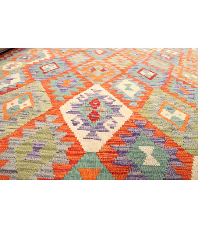 305x203cm Handmade Afghan traditioneel Kilim Area Rug Wool Carpet