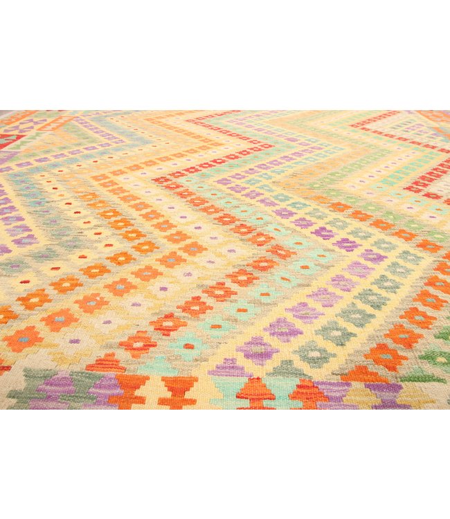 298x206cm Handmade Afghan Traditioneel Kilim Area Rug Wool Carpet