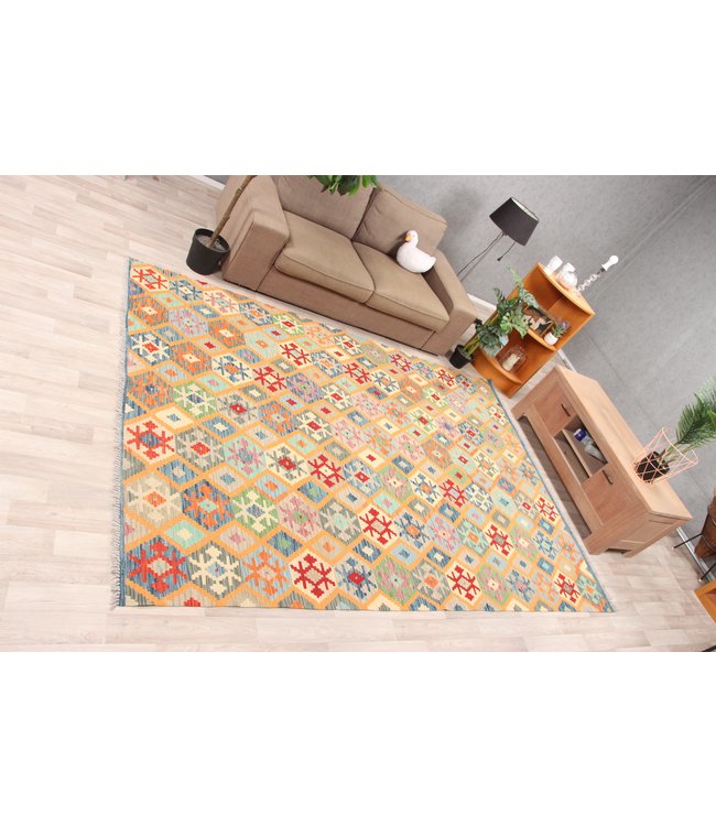 297x205 cm Handmade Afghan Traditioneel Kilim Area Rug Wool Carpet