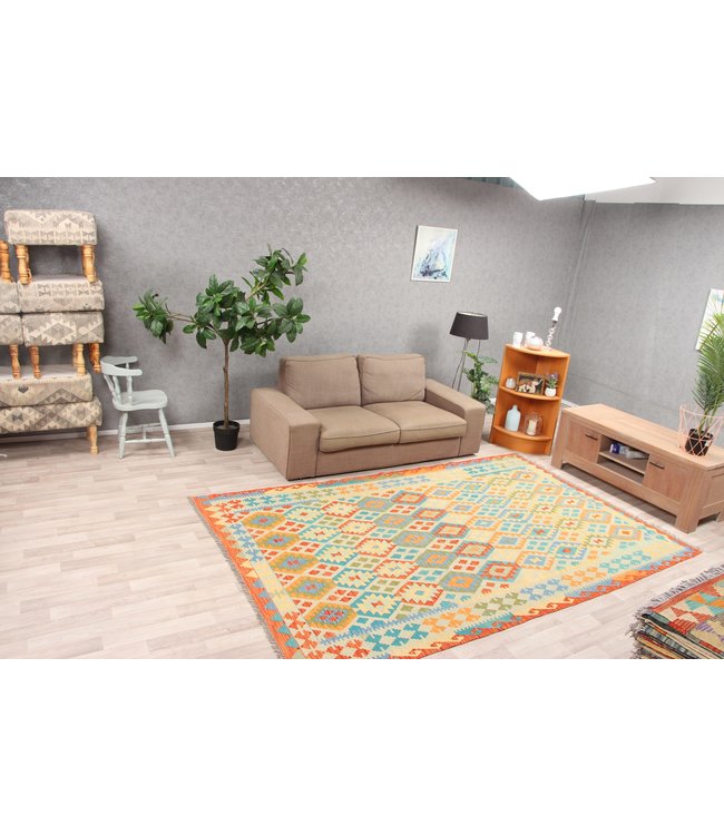 295x192 cm Handmade Afghan Traditioneel Kilim Area Rug Wool Carpet