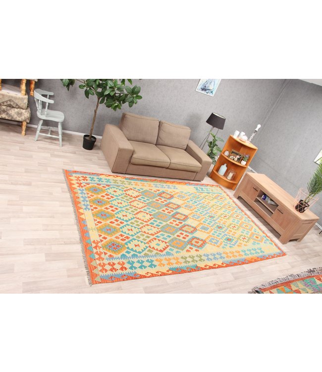 295x192 cm Handmade Afghan Traditioneel Kilim Area Rug Wool Carpet