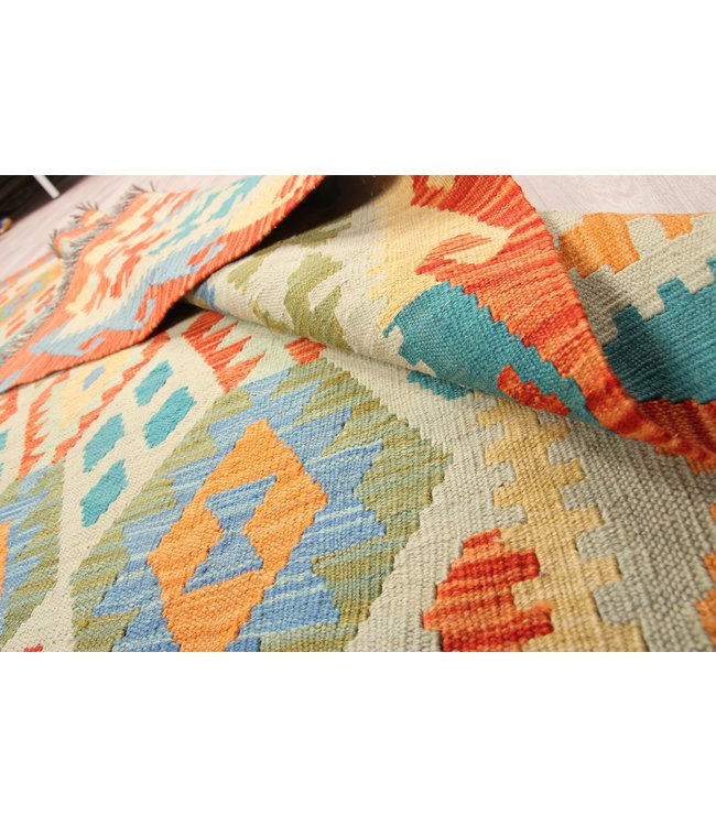 295x192 cm Handgeweven Traditioneel Kelim Tapijt Wol