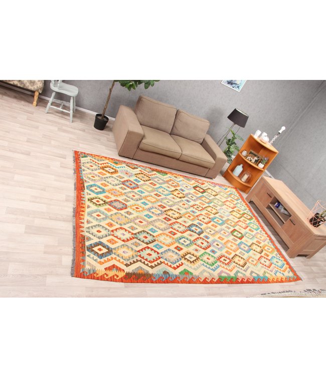 300x202 cm Handmade Afghan Traditioneel Kilim Area Rug Wool Carpet