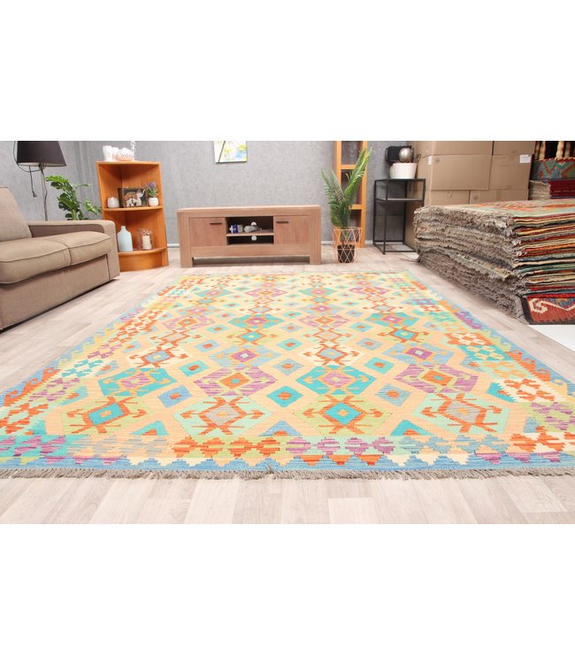 296x197 cm Handmade Afghan Traditioneel Kilim Area Rug Wool Carpet