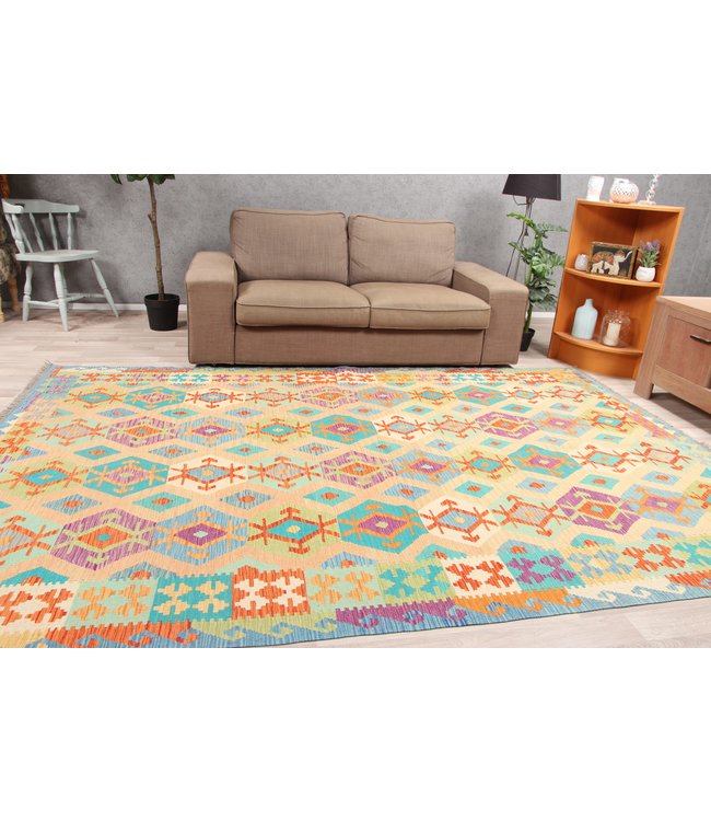 296x197 cm Handmade Afghan Traditioneel Kilim Area Rug Wool Carpet