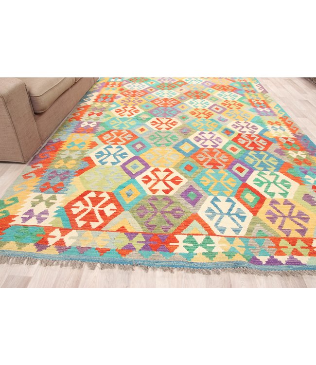 290x201 cm Handgemacht Traditioneel Wolle Kelim Teppich