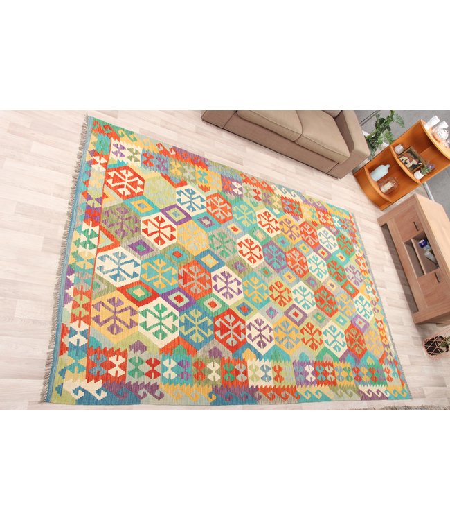 290x201 cm Handgemacht Traditioneel Wolle Kelim Teppich