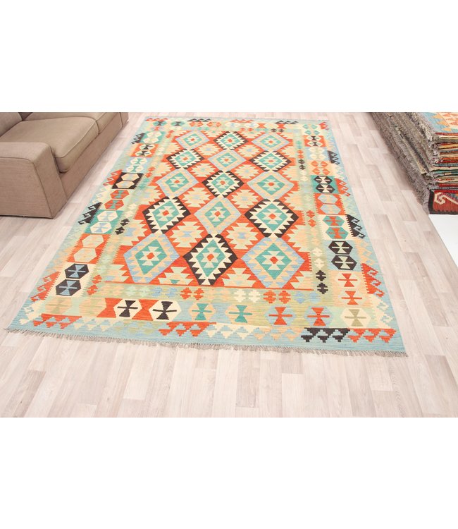 295x201 cm Handgemacht Traditioneel Wolle Kelim Teppich