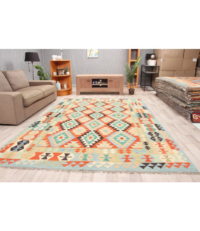 295x201 cm Handmade Afghan Traditioneel Kilim Area Rug Wool Carpet