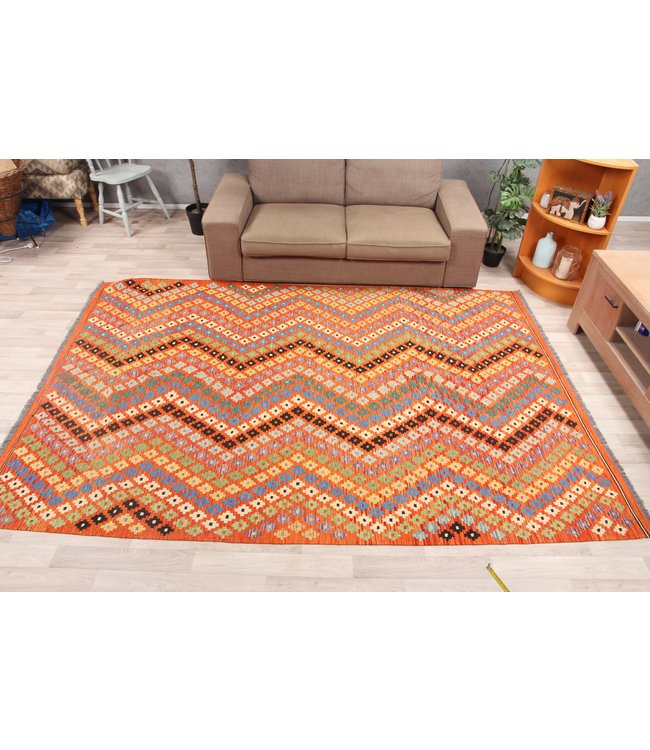 295x201 cm Handmade Afghan Traditioneel Kilim Area Rug Wool Carpet