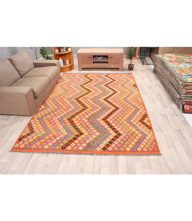 295x201 cm Handmade Afghan Traditioneel Kilim Area Rug Wool Carpet