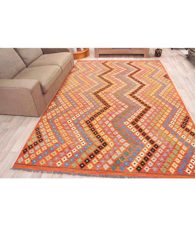 295x201 cm Handmade Afghan Traditioneel Kilim Area Rug Wool Carpet