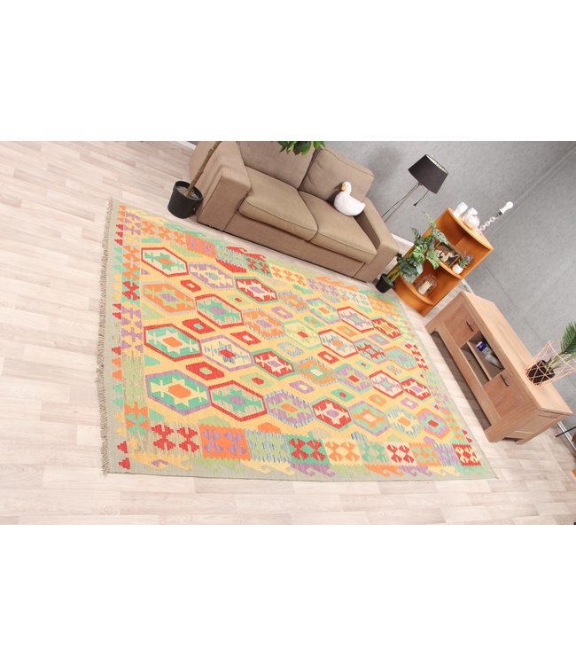 290x200 cm Handgemacht Traditioneel Wolle Kelim Teppich