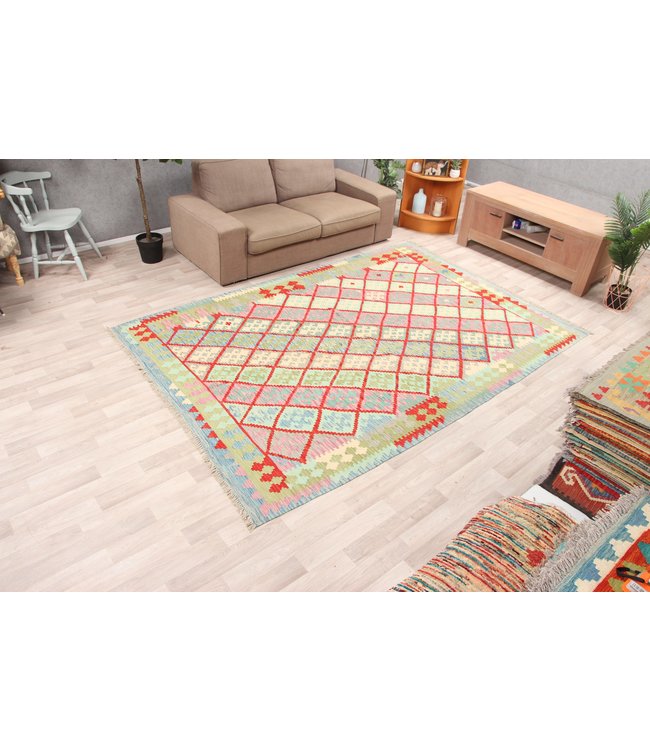 290x201 cm Handmade Afghan Traditioneel Kilim Area Rug Wool Carpet