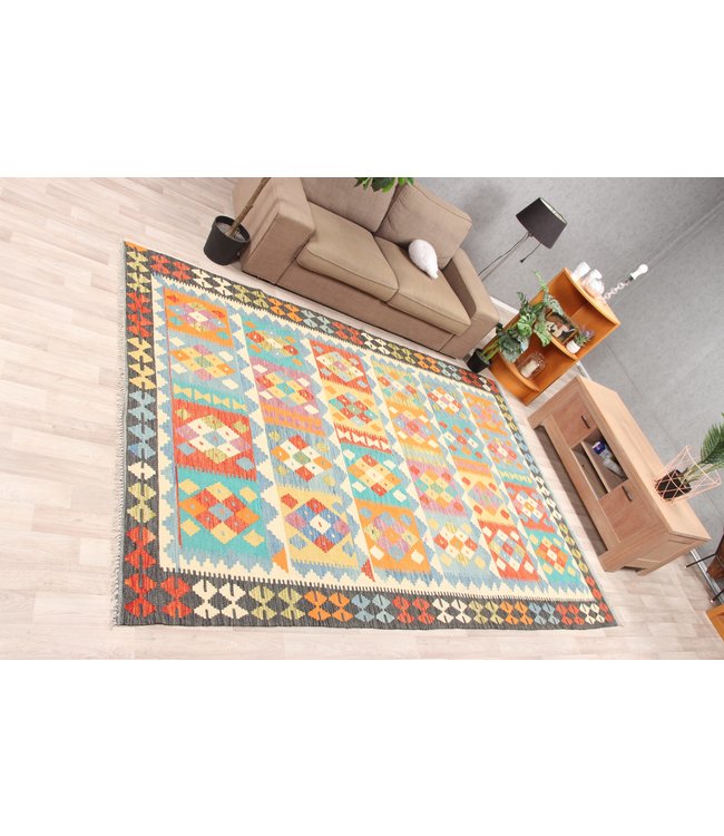 295x203 cm  Handmade Afghan Traditioneel Kilim Area Rug Wool Carpet