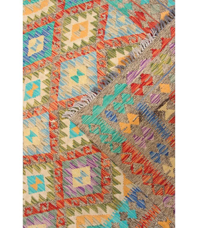 307x201 cm Handgeweven Traditioneel Kelim Tapijt Wol