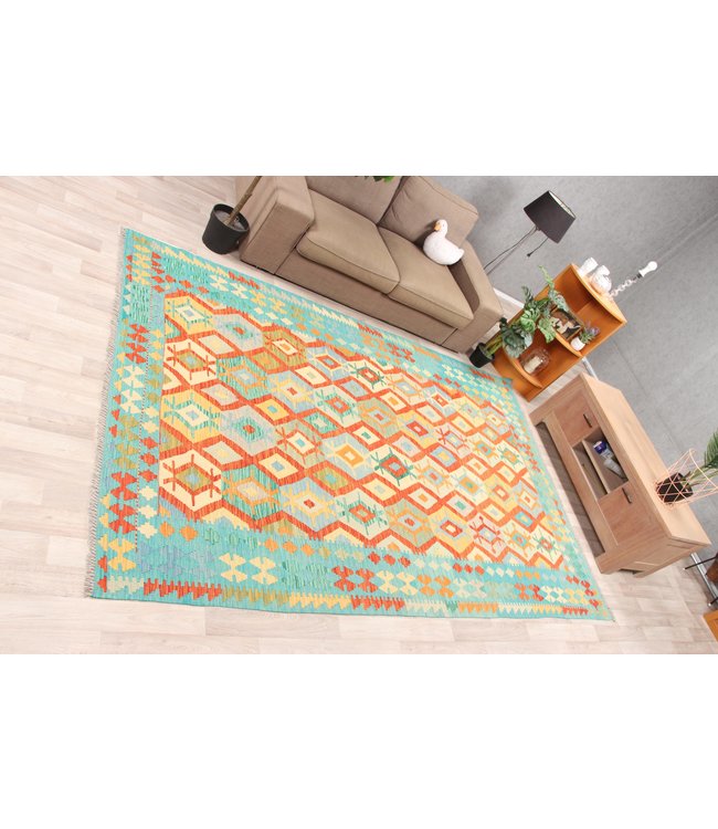 301x198 cm Handmade Afghan Traditioneel Kilim Area Rug Wool Carpet