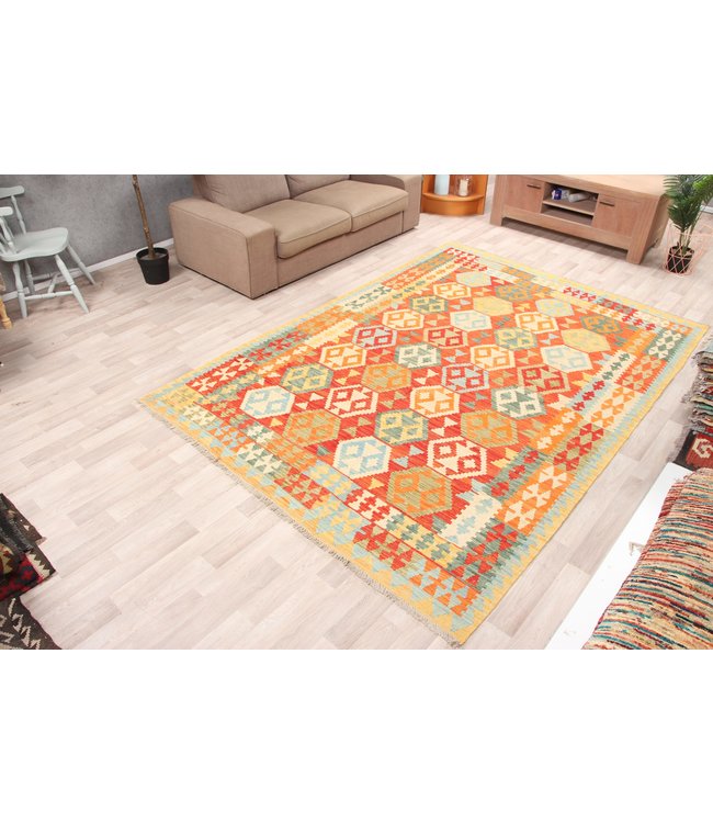 293x209cm Handmade Afghan Traditioneel Kilim Area Rug Wool Carpet