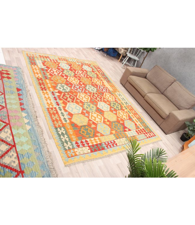 293x209 cm Handgemacht Traditioneel Wolle Kelim Teppich